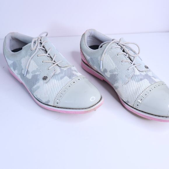 G/FORE Ghost Cap Toe Gallivanter Golf Shoes White Pink Oxford Camo Women's 10 - Picture 2 of 7